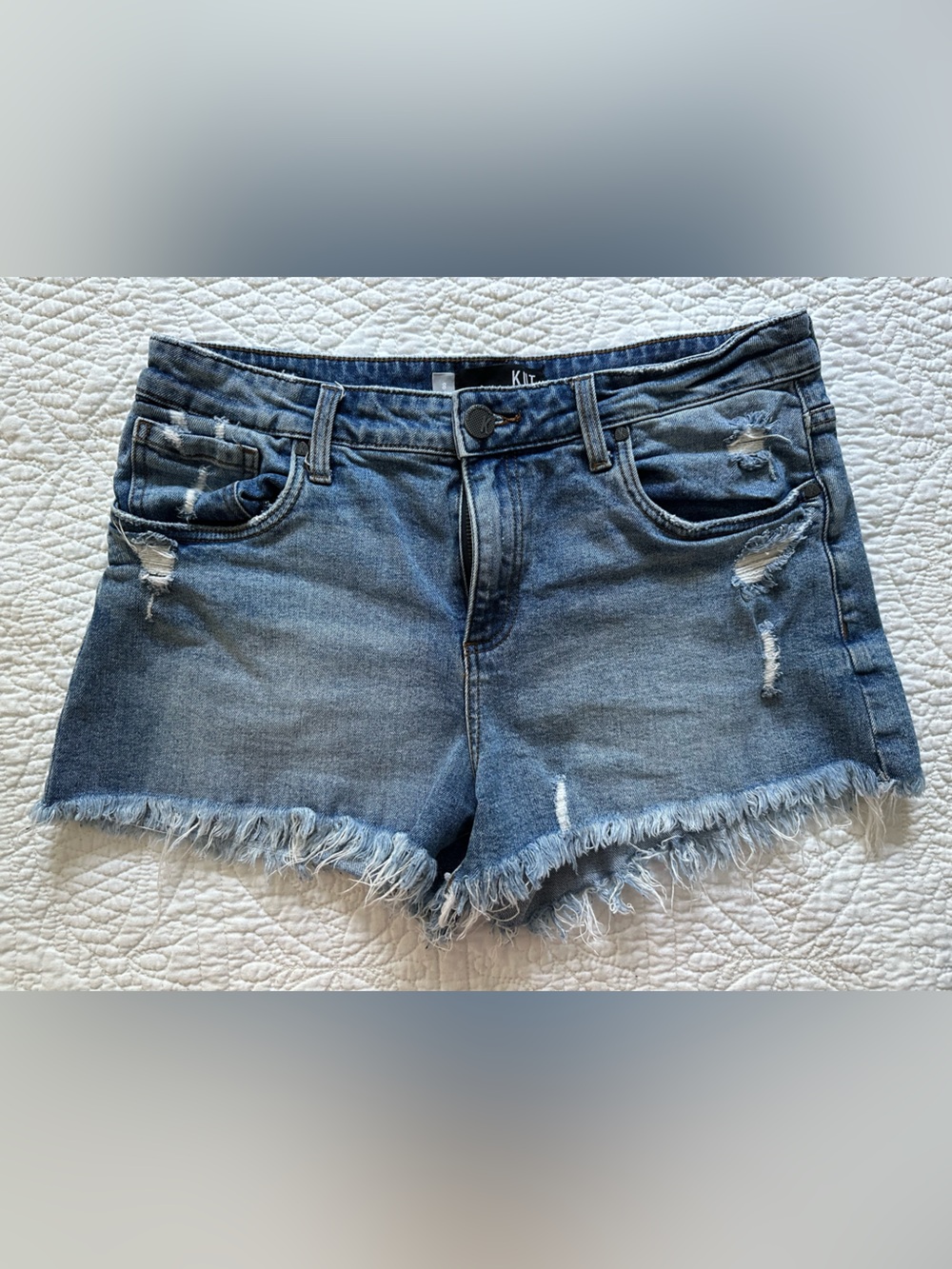 Kut from the Kloth Distressed Blue Jean Cutoff Shorts
